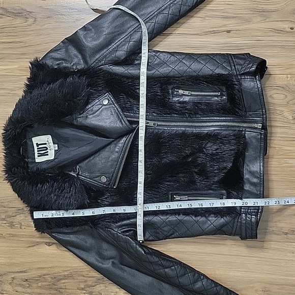 Kut from the Kloth Black Faux Fur Moto Jacket - Picture 7 of 13